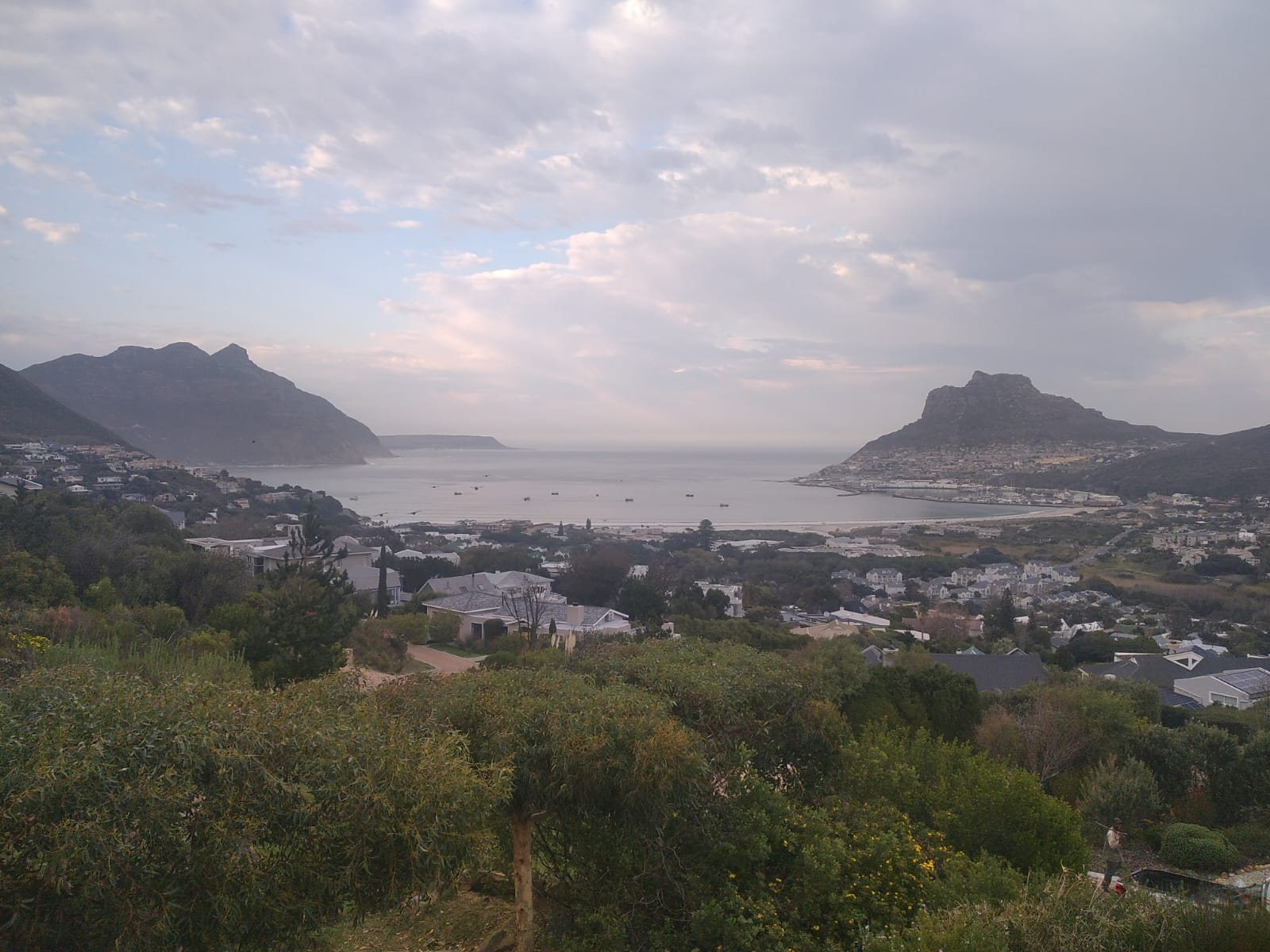 View over Hout Bay harbour and the Sentinel from the mountainside — the home of Rock House Gardens